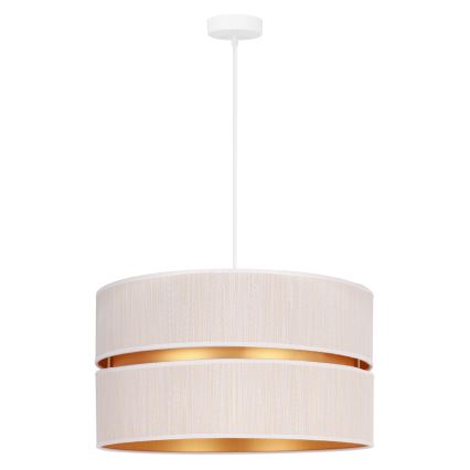 Duolla - Ljuskrona med textilsladd DUO 1xE27/15W/230V diameter 40 cm grädde/guld