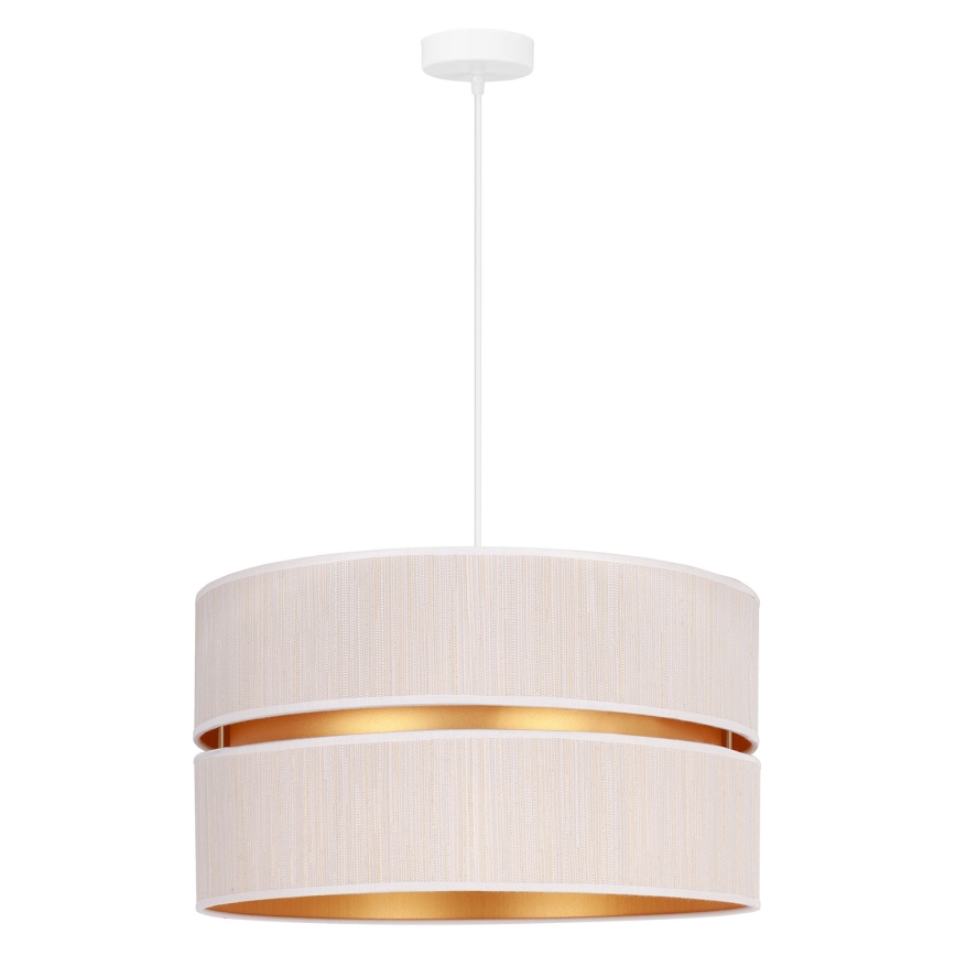 Duolla - Ljuskrona med textilsladd DUO 1xE27/15W/230V diameter 40 cm grädde/guld