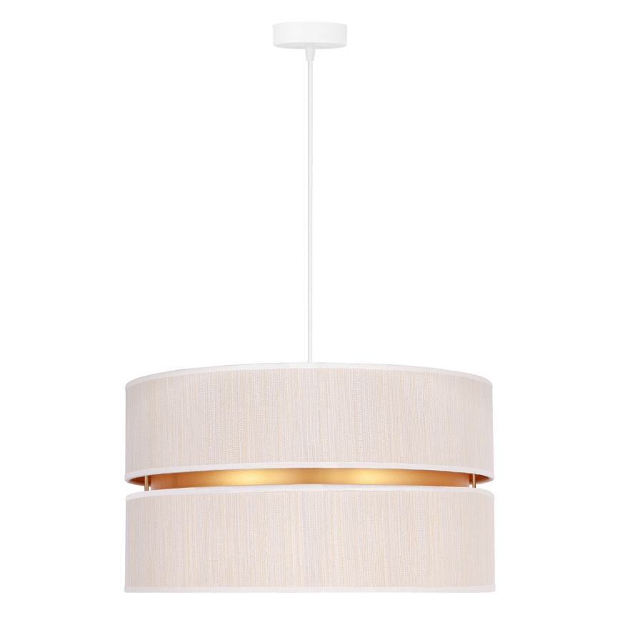 Duolla - Ljuskrona med textilsladd DUO 1xE27/15W/230V diameter 40 cm grädde/guld