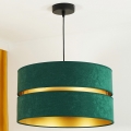 Duolla - Ljuskrona med textilsladd DUO 1xE27/15W/230V diameter 40 cm grön/guld
