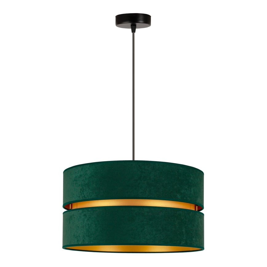 Duolla - Ljuskrona med textilsladd DUO 1xE27/15W/230V diameter 40 cm grön/guld