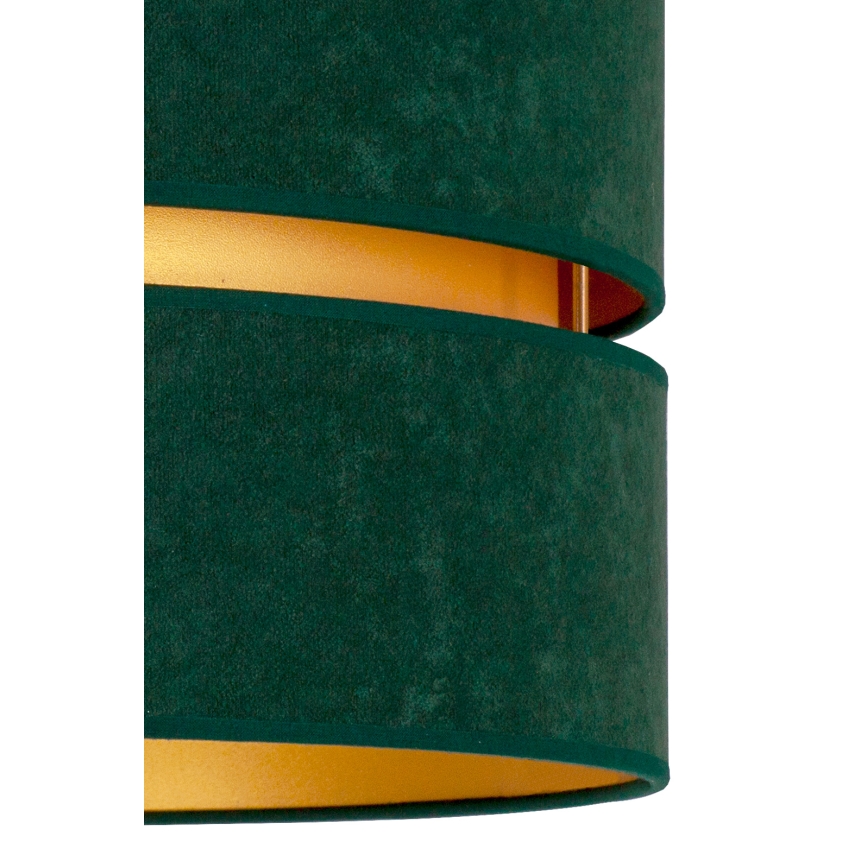 Duolla - Ljuskrona med textilsladd DUO 1xE27/15W/230V diameter 40 cm grön/guld