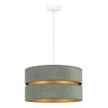 Duolla - Ljuskrona med textilsladd DUO 1xE27/15W/230V diameter 40 cm Ljusgrön/guld