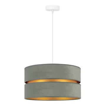 Duolla - Ljuskrona med textilsladd DUO 1xE27/15W/230V diameter 40 cm Ljusgrön/guld