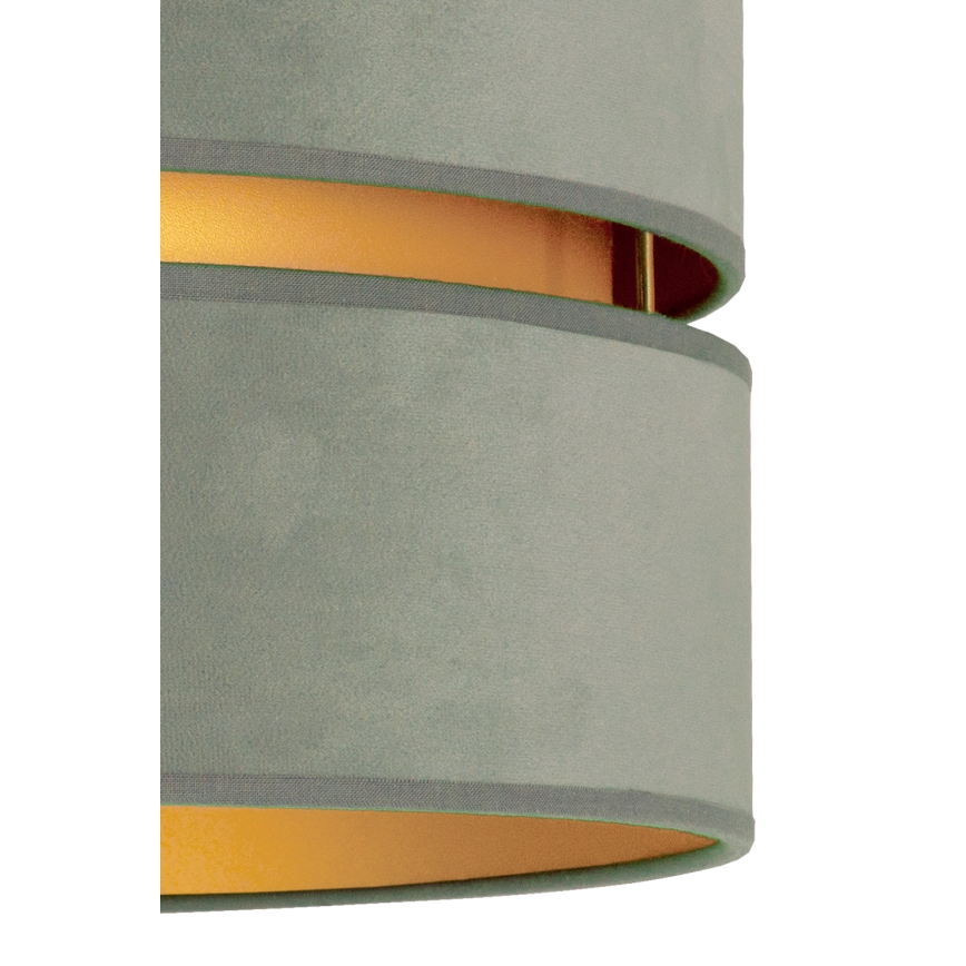 Duolla - Ljuskrona med textilsladd DUO 1xE27/15W/230V diameter 40 cm Ljusgrön/guld