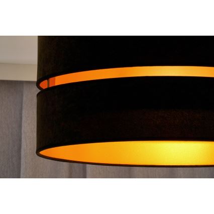 Duolla - Ljuskrona med textilsladd DUO 1xE27/15W/230V diameter 40 cm svart/guld