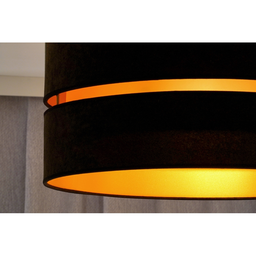 Duolla - Ljuskrona med textilsladd DUO 1xE27/15W/230V diameter 40 cm svart/guld