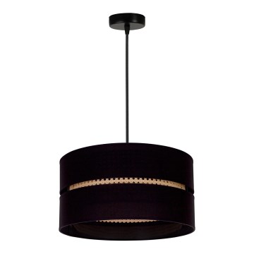 Duolla - Ljuskrona med textilsladd DUO 1xE27/15W/230V diameter 40 cm svart/rotting