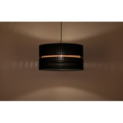 Duolla - Ljuskrona med textilsladd DUO 1xE27/15W/230V diameter 40 cm svart/rotting