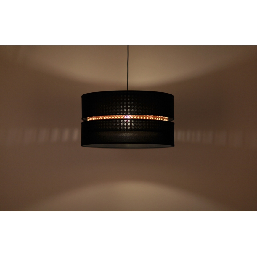 Duolla - Ljuskrona med textilsladd DUO 1xE27/15W/230V diameter 40 cm svart/rotting