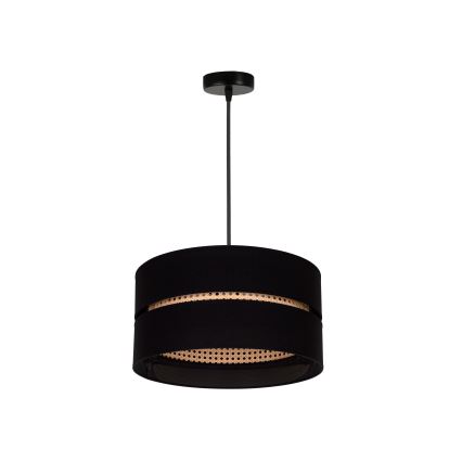 Duolla - Ljuskrona med textilsladd DUO 1xE27/15W/230V diameter 40 cm svart/rotting