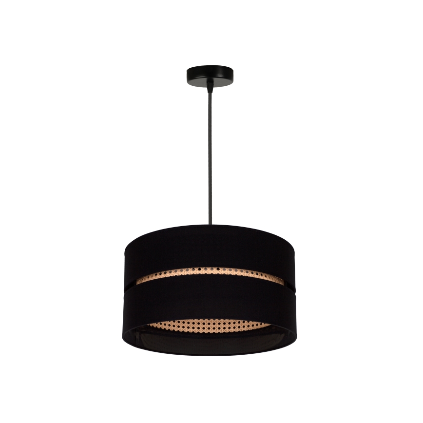Duolla - Ljuskrona med textilsladd DUO 1xE27/15W/230V diameter 40 cm svart/rotting