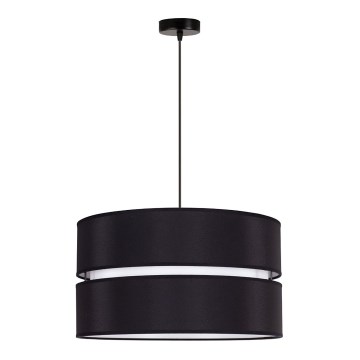 Duolla - Ljuskrona med textilsladd DUO 1xE27/15W/230V diameter 40 cm svart/vit