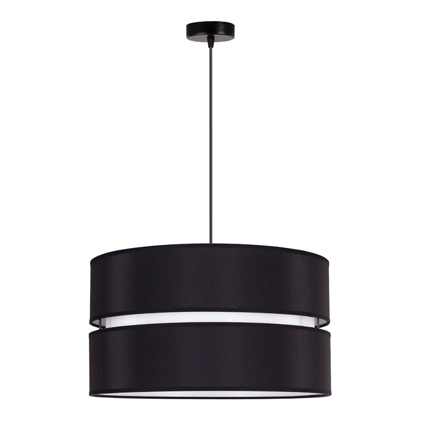 Duolla - Ljuskrona med textilsladd DUO 1xE27/15W/230V diameter 40 cm svart/vit