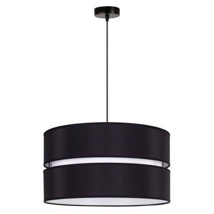 Duolla - Ljuskrona med textilsladd DUO 1xE27/15W/230V diameter 40 cm svart/vit