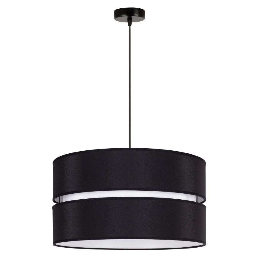 Duolla - Ljuskrona med textilsladd DUO 1xE27/15W/230V diameter 40 cm svart/vit