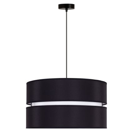 Duolla - Ljuskrona med textilsladd DUO 1xE27/15W/230V diameter 40 cm svart/vit