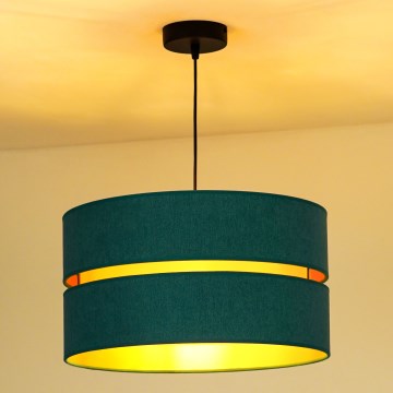 Duolla - Ljuskrona med textilsladd DUO 1xE27/15W/230V diameter 40 cm turkos/guld
