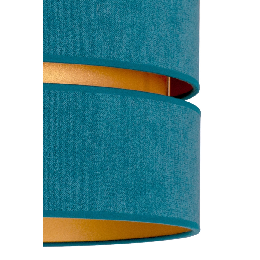 Duolla - Ljuskrona med textilsladd DUO 1xE27/15W/230V diameter 40 cm turkos/guld