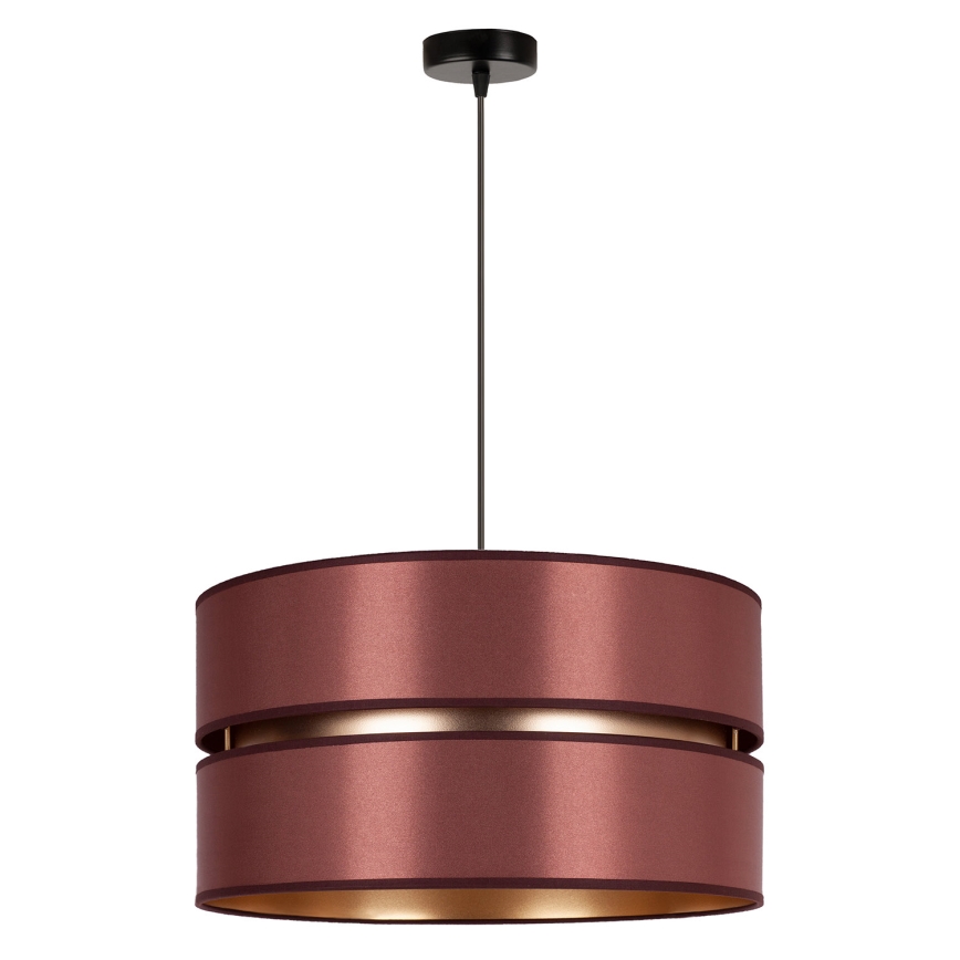 Duolla - Ljuskrona med textilsladd DUO 1xE27/15W/230V diameter 40 cm vinröd/guld
