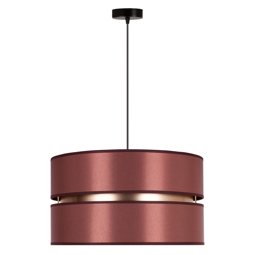 Duolla - Ljuskrona med textilsladd DUO 1xE27/15W/230V diameter 40 cm vinröd/guld