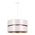 Duolla - Ljuskrona med textilsladd DUO 1xE27/15W/230V diameter 40 cm vit/guld