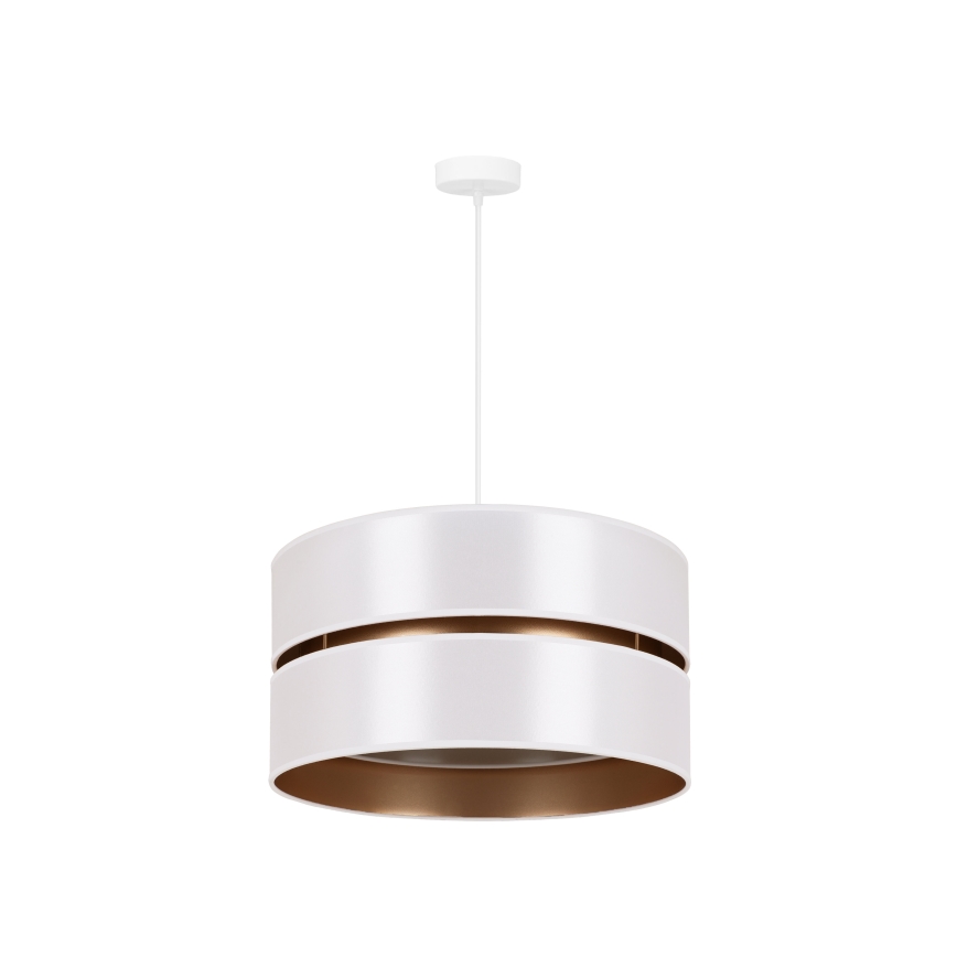 Duolla - Ljuskrona med textilsladd DUO 1xE27/15W/230V diameter 40 cm vit/guld