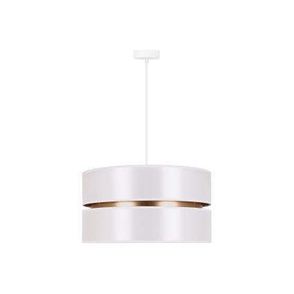 Duolla - Ljuskrona med textilsladd DUO 1xE27/15W/230V diameter 40 cm vit/guld