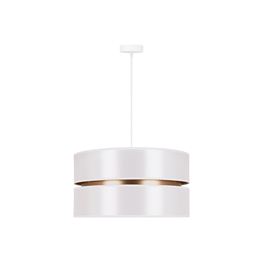 Duolla - Ljuskrona med textilsladd DUO 1xE27/15W/230V diameter 40 cm vit/guld