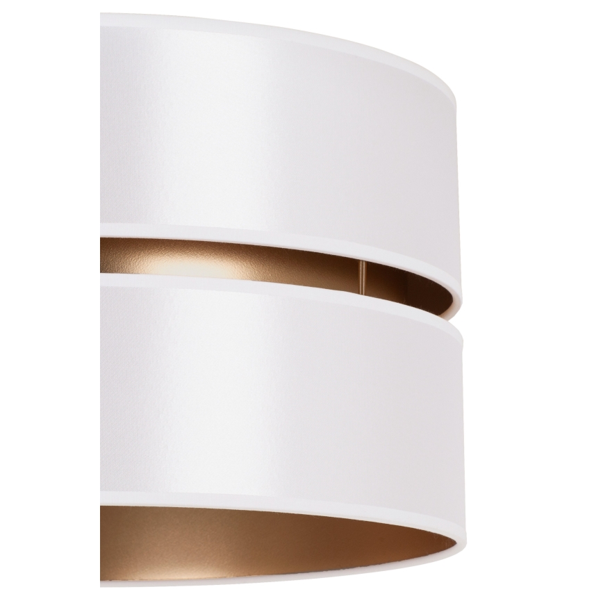 Duolla - Ljuskrona med textilsladd DUO 1xE27/15W/230V diameter 40 cm vit/guld