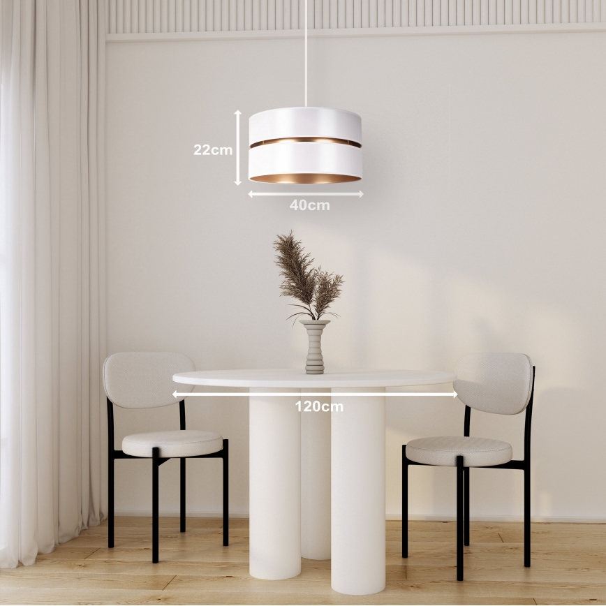 Duolla - Ljuskrona med textilsladd DUO 1xE27/15W/230V diameter 40 cm vit/guld