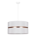 Duolla - Ljuskrona med textilsladd DUO 1xE27/15W/230V diameter 40 cm vit/guld