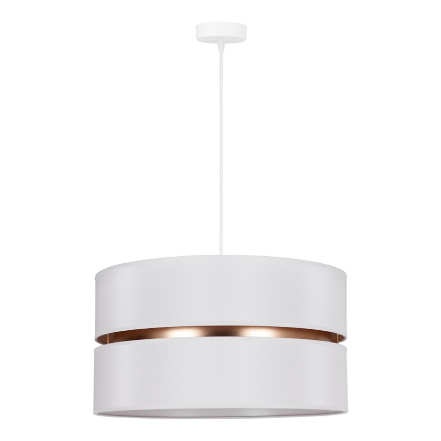 Duolla - Ljuskrona med textilsladd DUO 1xE27/15W/230V diameter 40 cm vit/guld
