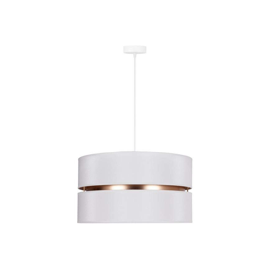 Duolla - Ljuskrona med textilsladd DUO 1xE27/15W/230V diameter 40 cm vit/guld