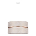 Duolla - Ljuskrona med textilsladd DUO 1xE27/15W/230V diameter 40 cm vit/guld