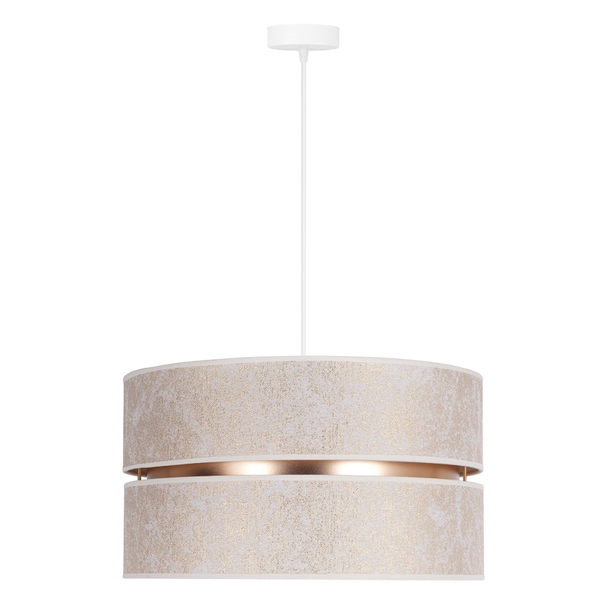 Duolla - Ljuskrona med textilsladd DUO 1xE27/15W/230V diameter 40 cm vit/guld