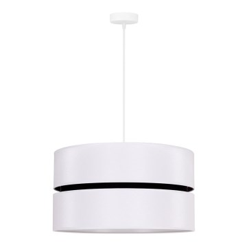 Duolla - Ljuskrona med textilsladd DUO 1xE27/15W/230V diameter 40 cm vit/svart