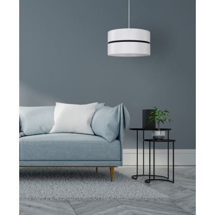 Duolla - Ljuskrona med textilsladd DUO 1xE27/15W/230V diameter 40 cm vit/svart