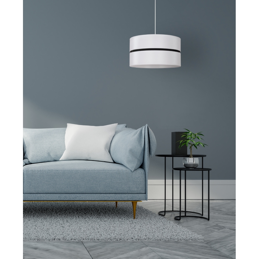 Duolla - Ljuskrona med textilsladd DUO 1xE27/15W/230V diameter 40 cm vit/svart