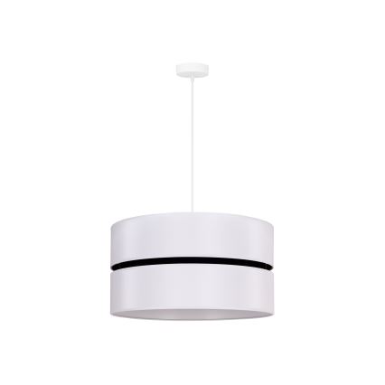 Duolla - Ljuskrona med textilsladd DUO 1xE27/15W/230V diameter 40 cm vit/svart