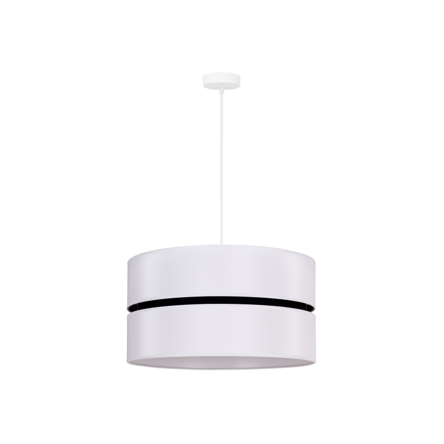 Duolla - Ljuskrona med textilsladd DUO 1xE27/15W/230V diameter 40 cm vit/svart