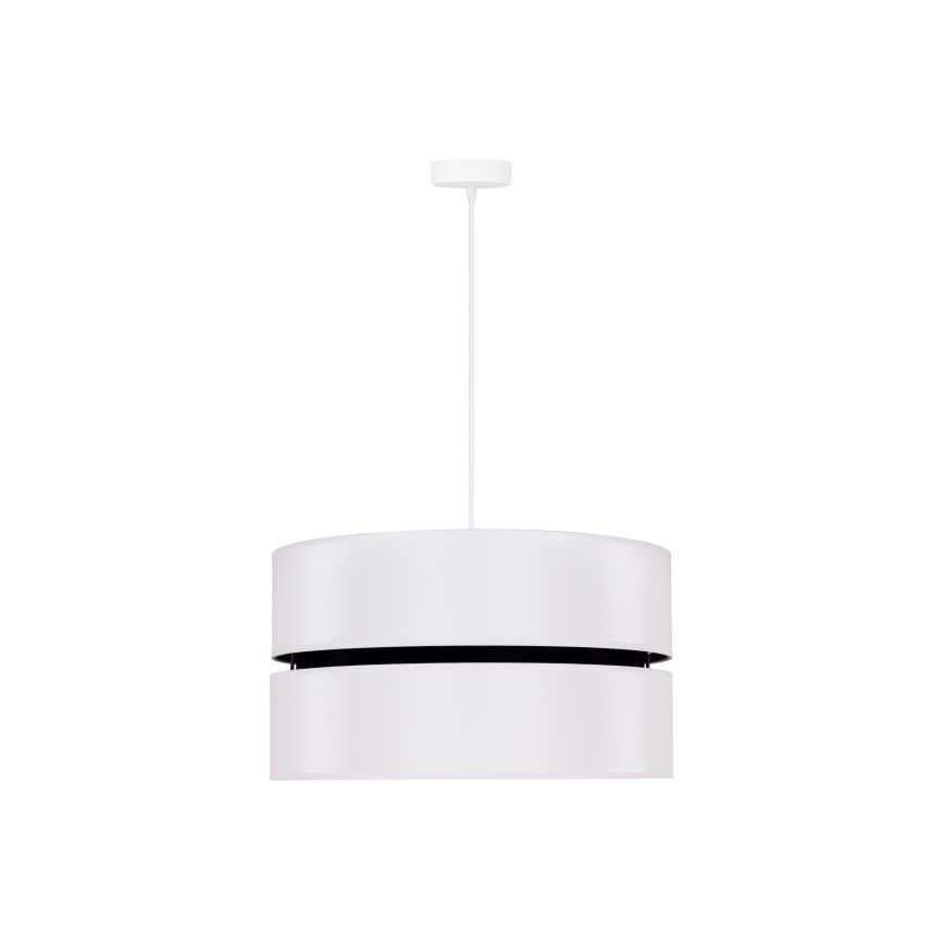Duolla - Ljuskrona med textilsladd DUO 1xE27/15W/230V diameter 40 cm vit/svart