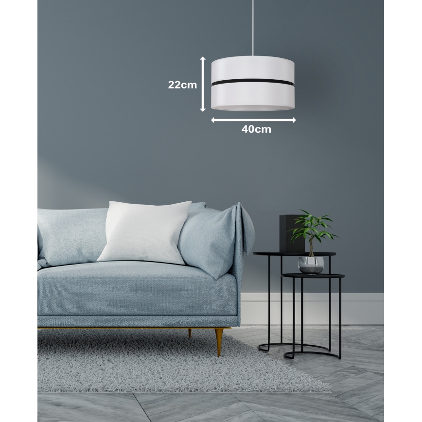 Duolla - Ljuskrona med textilsladd DUO 1xE27/15W/230V diameter 40 cm vit/svart