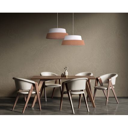 Duolla - Ljuskrona med textilsladd GALAXY 1xE27/15W/230V diameter 50 cm brun/vit