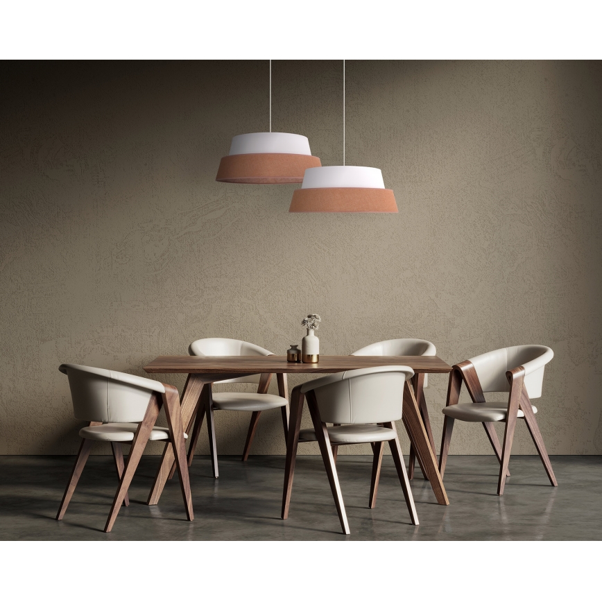 Duolla - Ljuskrona med textilsladd GALAXY 1xE27/15W/230V diameter 50 cm brun/vit