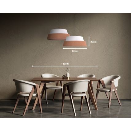 Duolla - Ljuskrona med textilsladd GALAXY 1xE27/15W/230V diameter 50 cm brun/vit