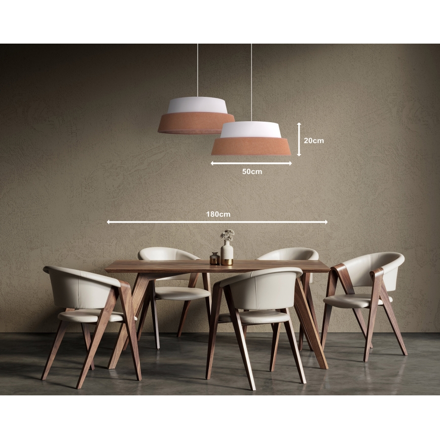 Duolla - Ljuskrona med textilsladd GALAXY 1xE27/15W/230V diameter 50 cm brun/vit