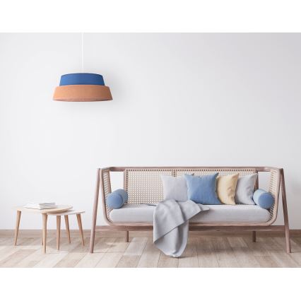 Duolla - Ljuskrona med textilsladd GALAXY 1xE27/40W/230V diameter 50 cm blå