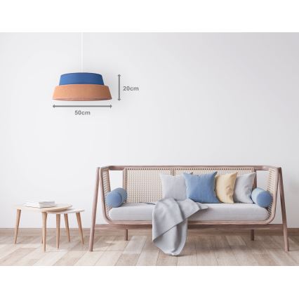 Duolla - Ljuskrona med textilsladd GALAXY 1xE27/40W/230V diameter 50 cm blå
