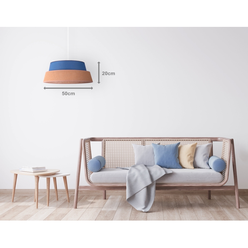 Duolla - Ljuskrona med textilsladd GALAXY 1xE27/40W/230V diameter 50 cm blå
